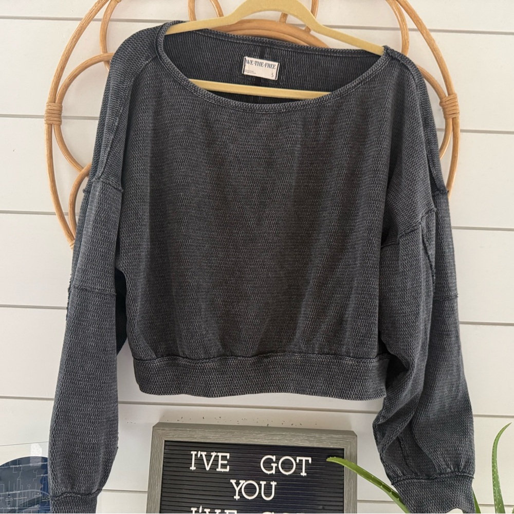Free People cropped thermal in washed black size S - Picture 8 of 11